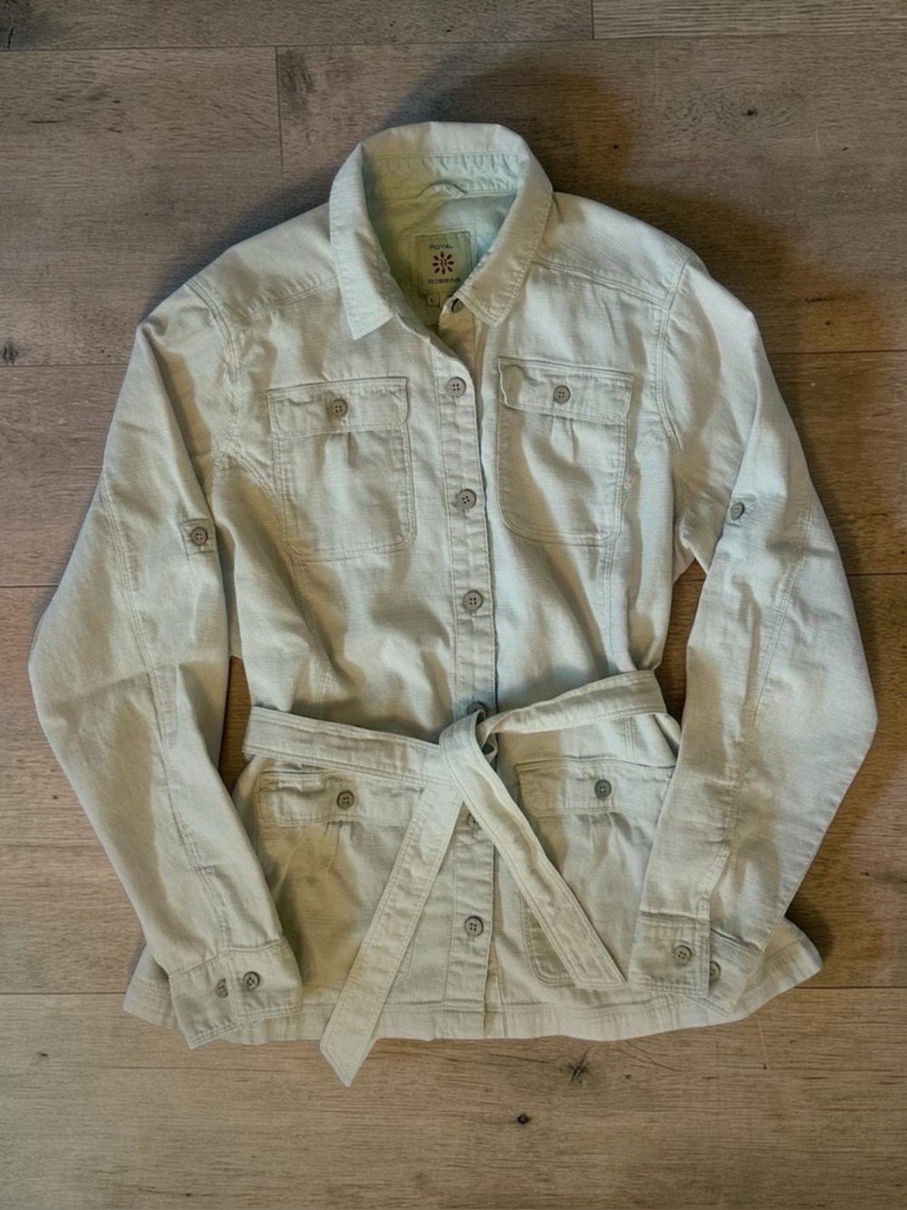 Royal Robbins Light Tan Utility Button Down Shirt Size L